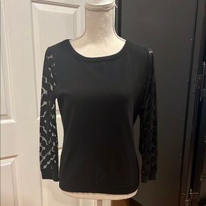 Anthropologie Black Women's Top with Sheer Sleeves by Sparrow